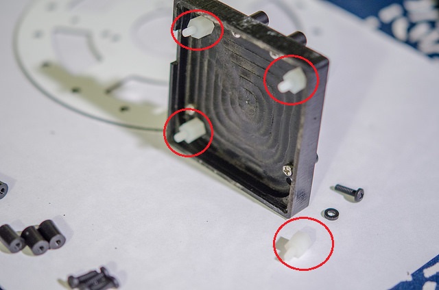 Nylon standoffs (circled)